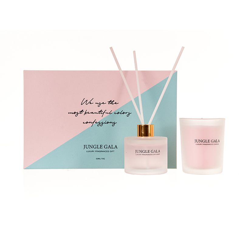 The Romance Collection Pink Gift Set Jungle Gala 70g/50ml Pink Scented Candle And Pink Reed Diffuser