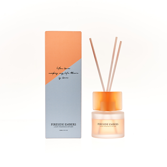 The Romance Collection Reed Diffuser Orange Fireside Embers Orange Glass Jar Diffuser 100/200ml