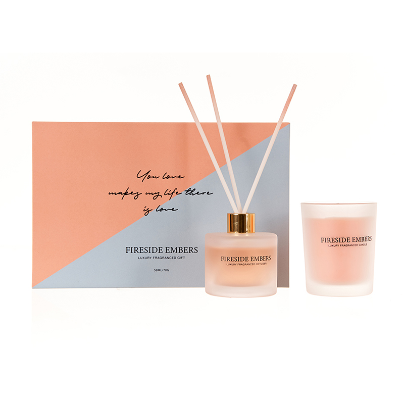 The Romance Collection Orange Gift Set Fireside Embers 70g/50ml Orange Scented Candle And Orange Reed Diffuser