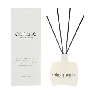 The Concise Collection Reed Diffuser White Midnight Jasmine White Glass Jar Diffuser 100ml/180ml