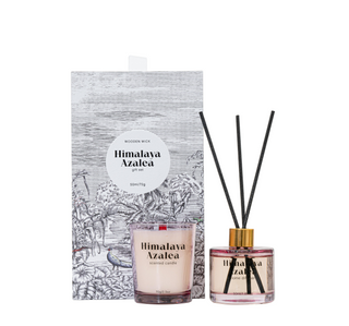 WOODWICK IS ON Collection Himalaya Azalea 70g/50ml Pink Scented Candle And Pink Reed Diffuser