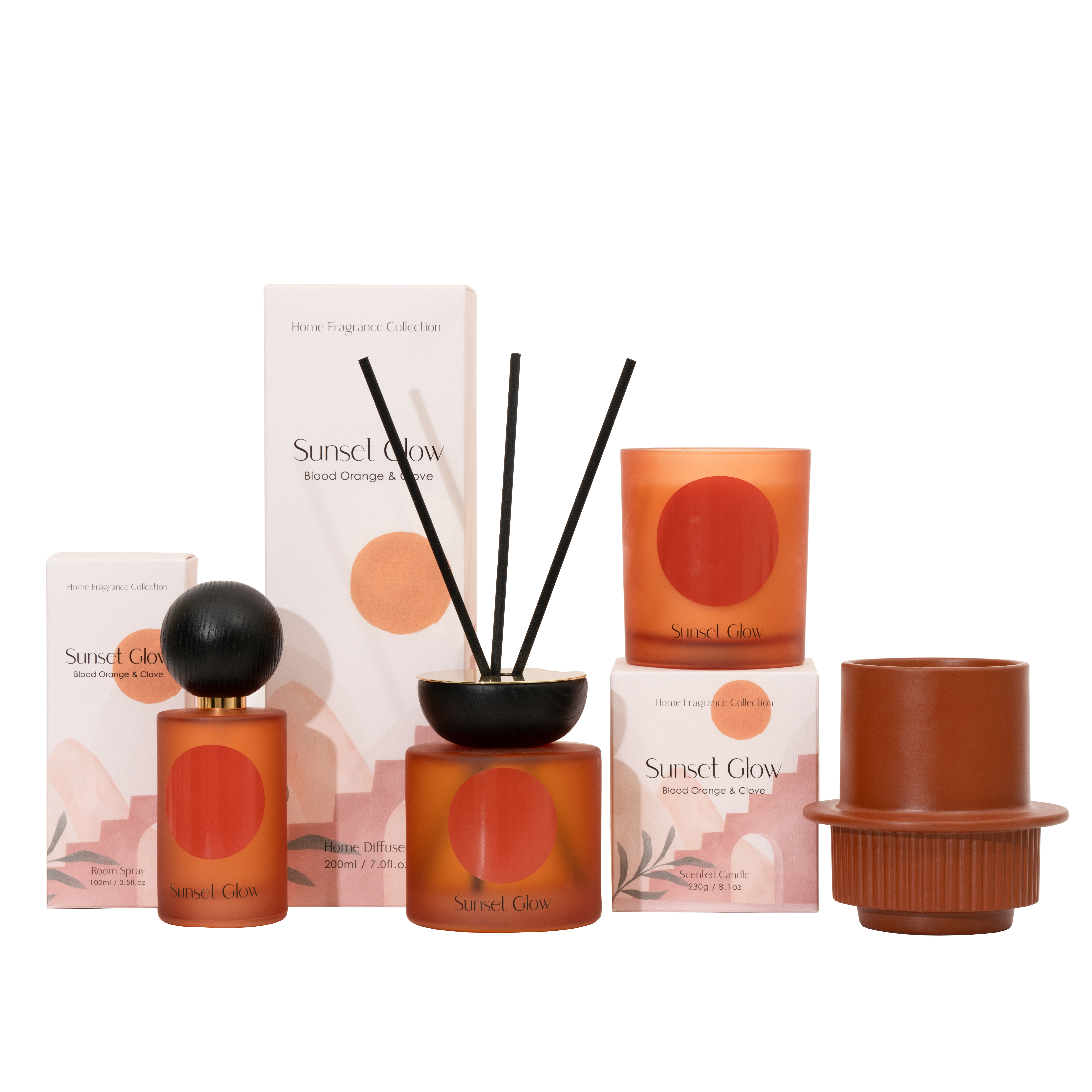 Sunset Glow Collection Blood Orange & Clove Scented Candle Ceramic Jar 260g