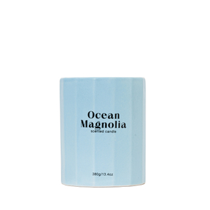 WOODWICK IS ON Collection Scented Candle Ocean Magnolia Blue Ceramic Jar Candle 380g