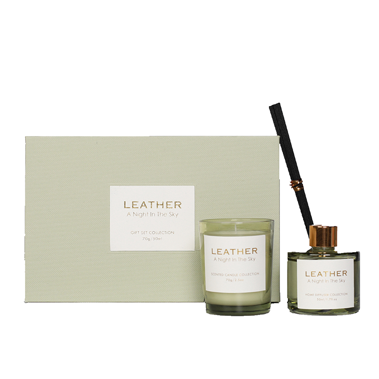 The Leather Collection 5% Happy Time 15% Happy Time 70g/50ml Green Scented Candle And Green Reed Diffuser