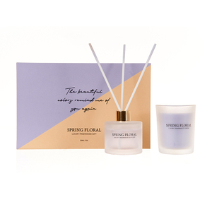 The Romance Collection Purple Gift Set Spring Floral 70g/50ml Purple Scented Candle And Purple Reed Diffuser