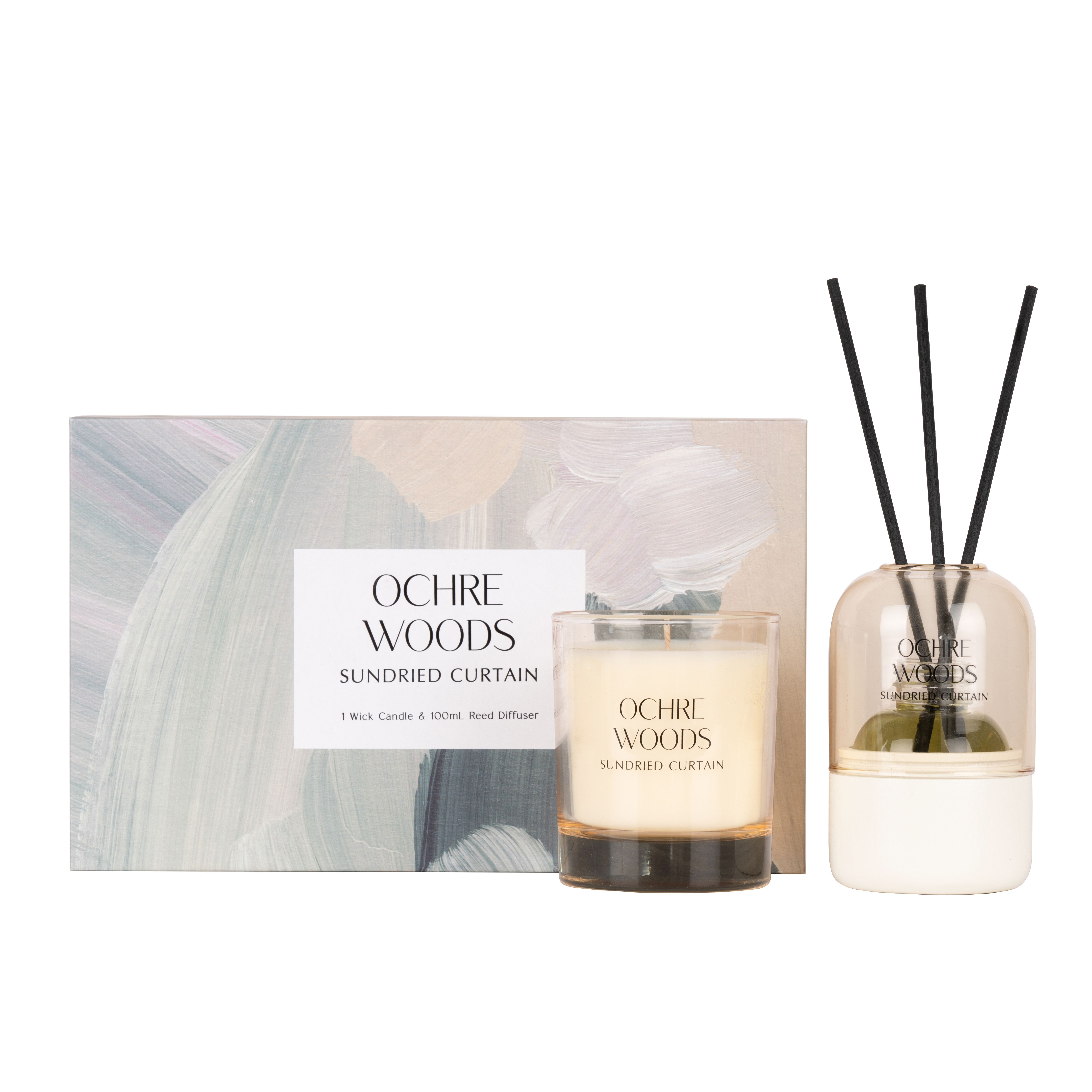 CAPSULE GIFTSET Collection Sundried Curtain 210g/100ml Yellow Scented Candle And Yellow Reed Diffuser 
